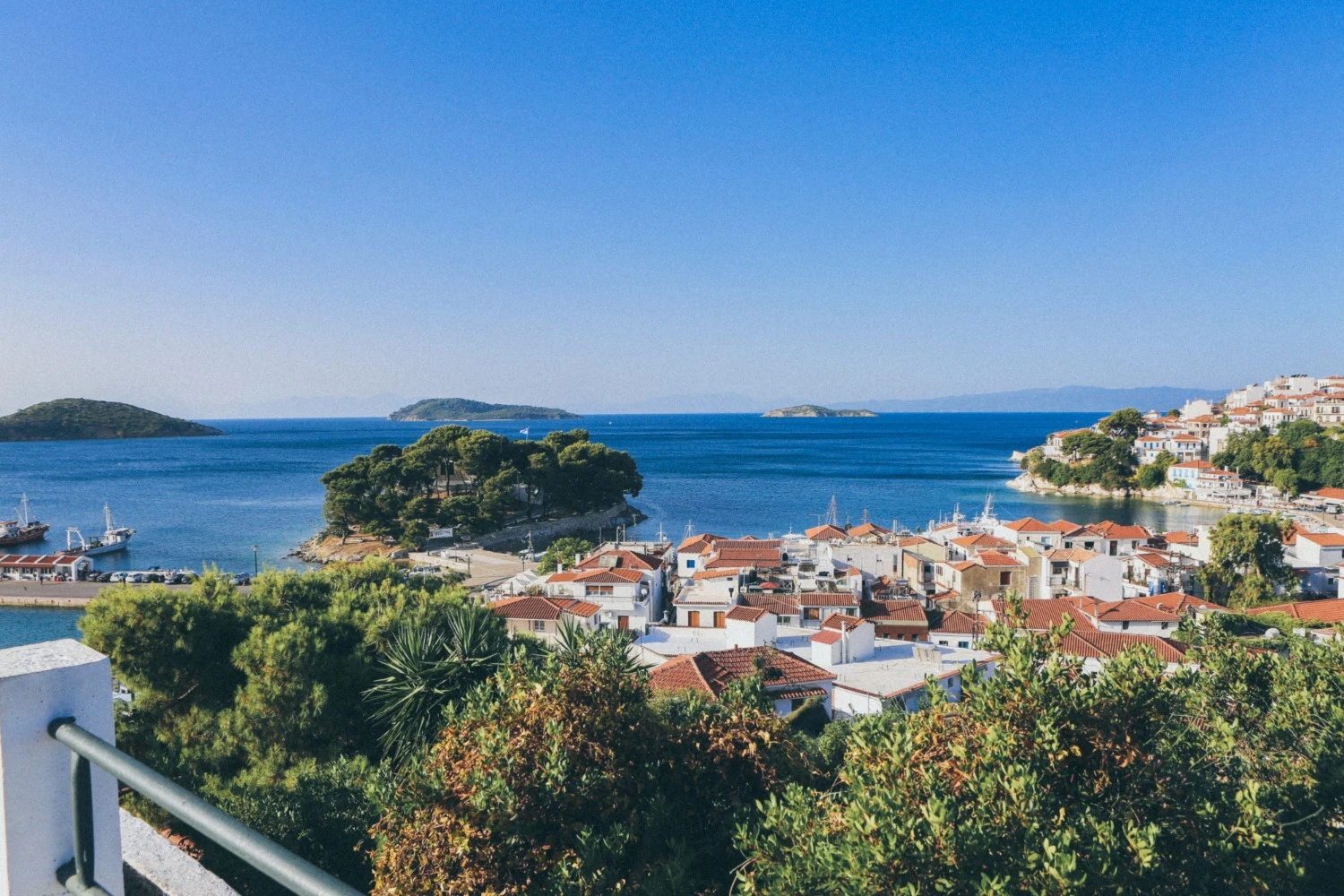 Skiathos town saint nikolas clock tower view